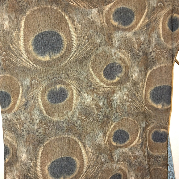 Sweet Pea Stacy Frati Y2K Vtg Nylon Peacock Feather Short Sleeve Top Sz Large - Picture 5 of 6